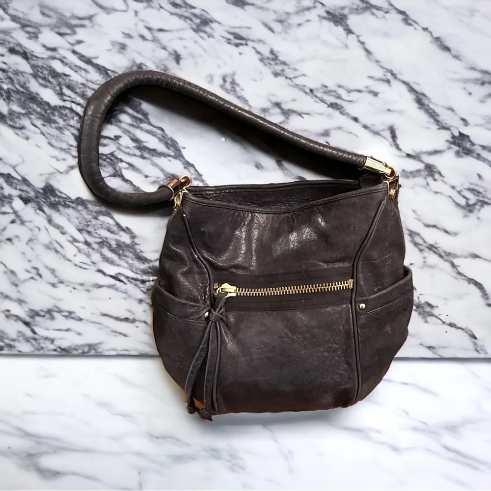 Tre VERO Sturdy Black calfskin leather Hobo Style Shoulder Bag - Picture 5 of 9